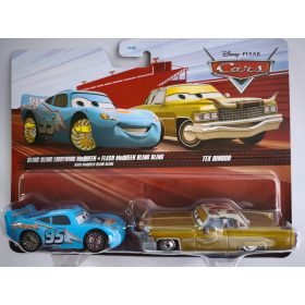   Disney Pixar Cars dupla kisautó szett – Bling Bling Lightning McQueen (Villám McQueen) és Tex Dinoco (Mattel)